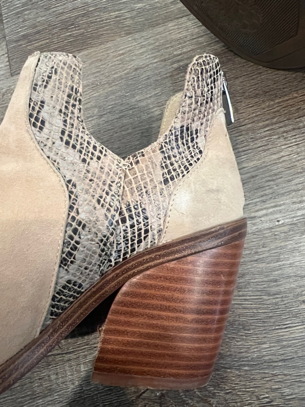 Vince Camuto Gannilla Tortilla Suede and Snake Print Leather Western Booties - Picture 3 of 4